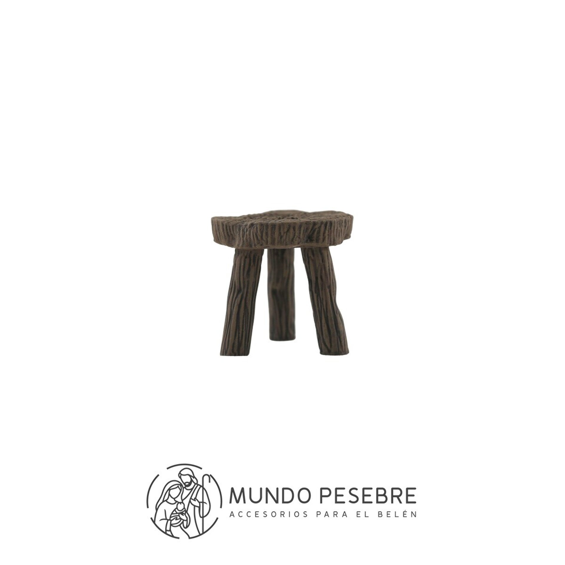 Taburete redondo de madera con vetas - 5