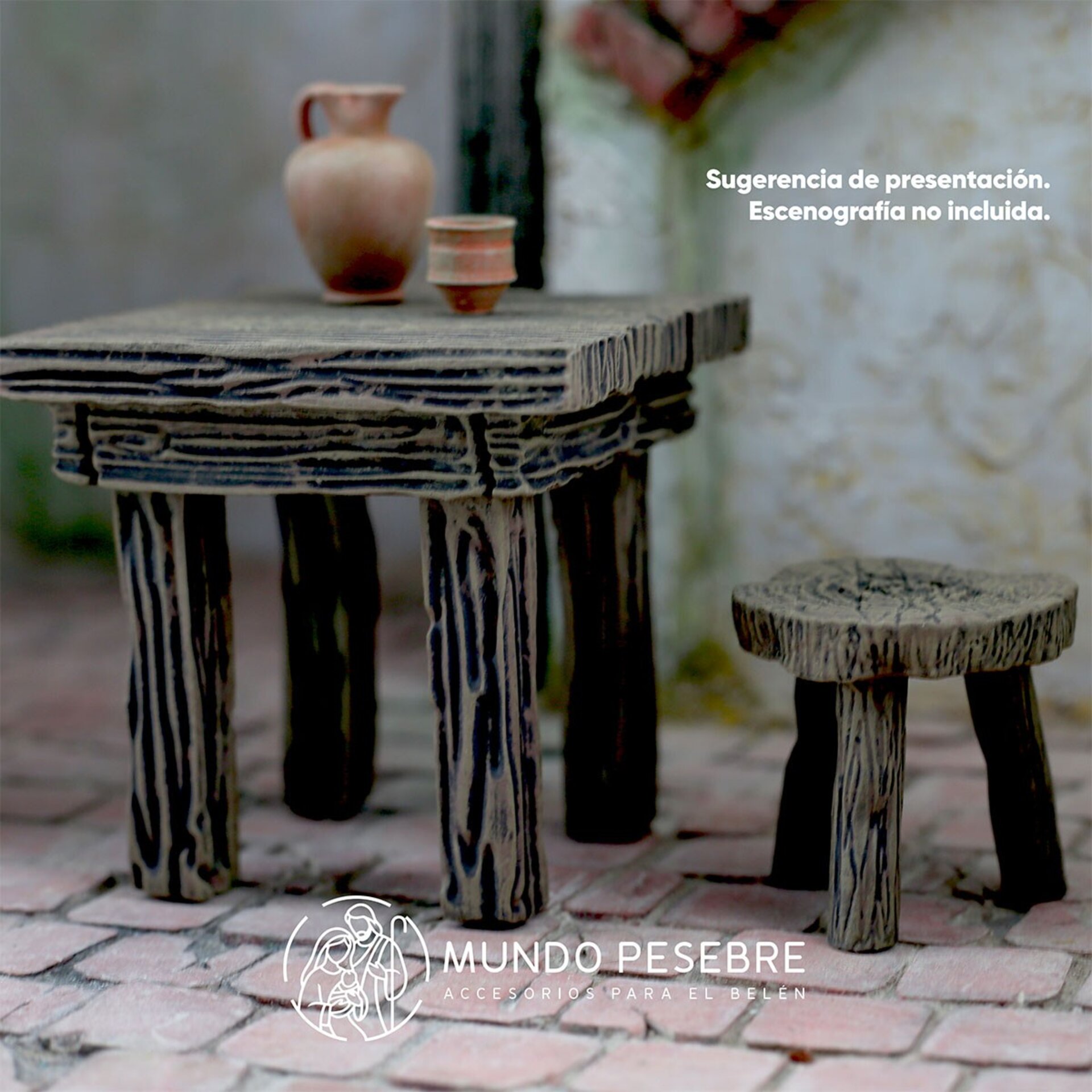 Mesa cuadrada de madera con vetas - 6