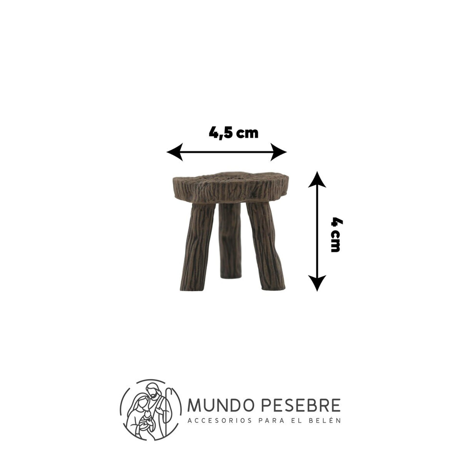 Taburete redondo de madera con vetas - 2